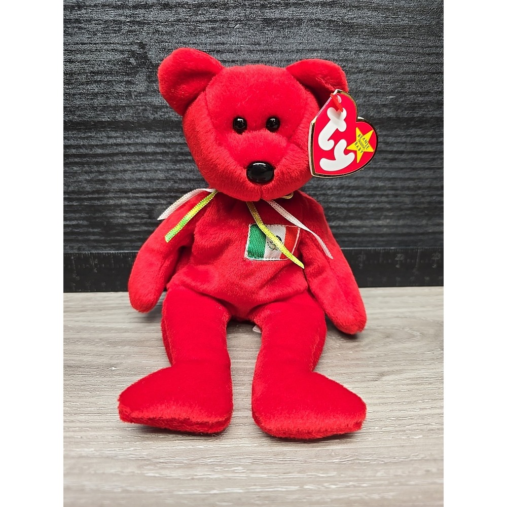Ty Beanie Baby Osito Bear Red Mexico Flag Plush 4299 Vintage 1999 Original - Picture 1 of 7